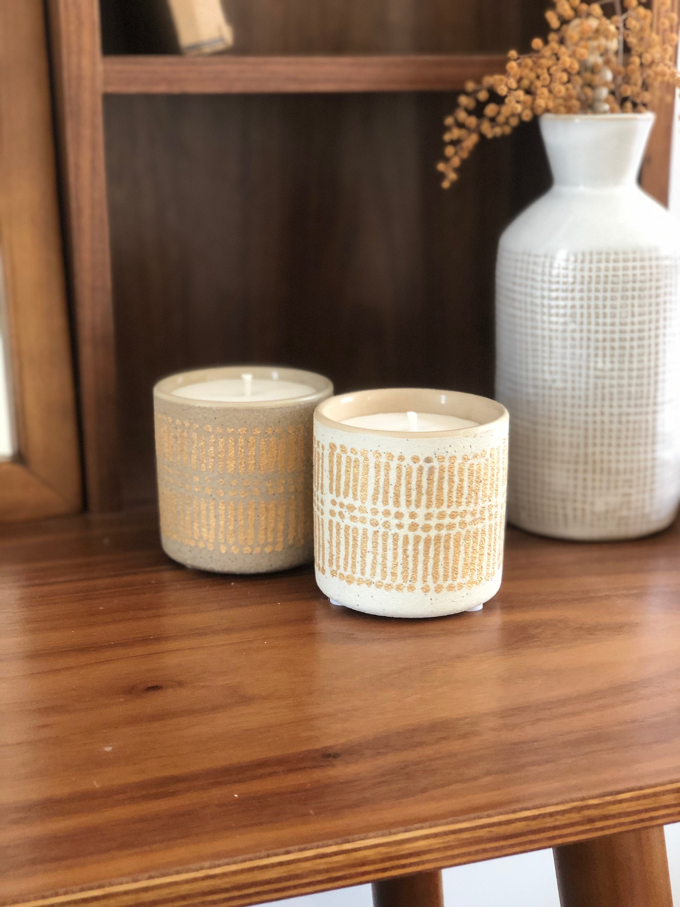 Bougie Naturelle Parfumée | Parfums Naturelles ou Huiles Essentielles Récipient à Motifs Cadeau Écol