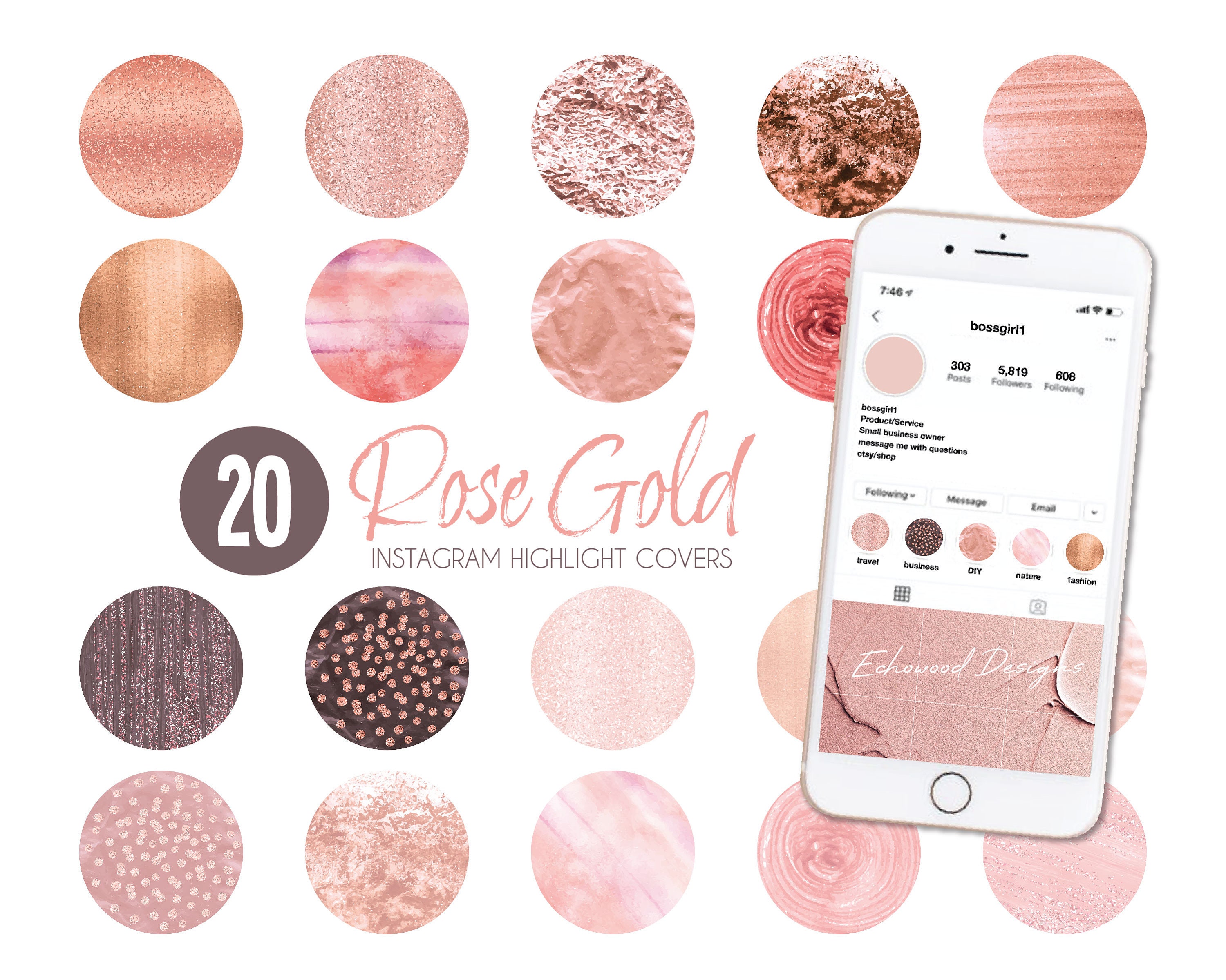 Rose Gold Instagram Highlight Covers Pink Highlight Covers Etsy