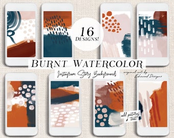 Earth Tone Icons Burnt Orange Instagram Burnt Orange and Navy Brown Highlight Covers Blog Branding Kit Earthy Instagram