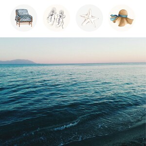 May include: A collage of nine Instagram story graphics featuring various illustrations, including a couch, knitting needles, a cup of tea, a chair, a pair of sneakers, a starfish, a hat, and an armchair. The text "stay top of mind with your audience" is written below the collage, along with an Instagram logo.