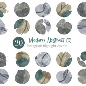 Modern Abstract Instagram Highlight Covers For Watercolor Instagram Template, Teal Highlight Covers Watercolor Instagram Minimalist Icons