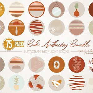 Boho Instagram Story Highlight Icons, Earthy Neutral Highlights, Boho IG Highlight Covers, Highlight Covers Home, Highlight Covers Warm