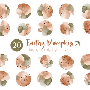 Earthy Instagram Highlight Covers For Business, Green Instagram Template Neutral Highlight Covers For Memphis Instagram Theme, Boho Icons