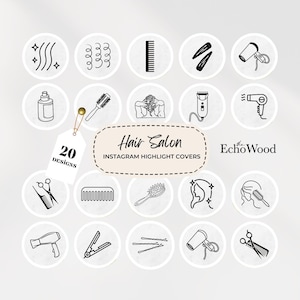 Hairdresser Instagram Highlight Covers, Black and White IG Highlight Icons, Hair Salon Icons, Hairstylist Instagram, Hairstylist Branding