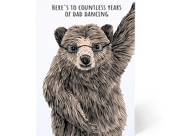 Father's Day Card - Dad Dancing - Bear Lover Father's Day Card - Cute Bear Card - Animal Father's Day Card