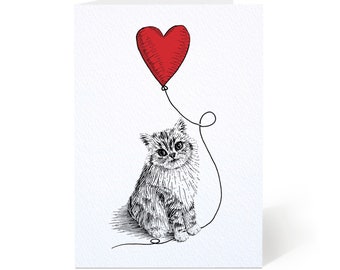 Cat Greeting Card - Cute Love Card - Cat Lover Greeting Card - Support Card - Anniversary or Friendship Card - Mother's Day Card