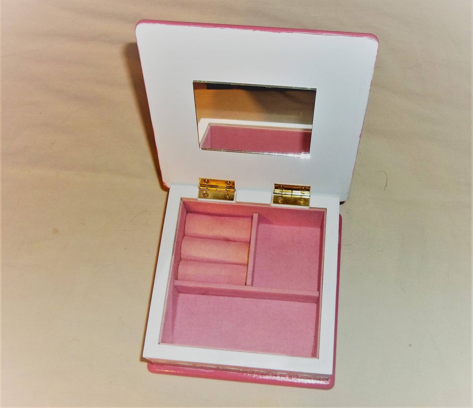 upcycled pink & white child's wood jewelry box - little girl / hearts / flowers / ballet shoes