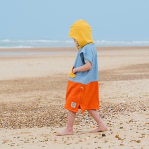 Colorblock Toddler Kid Surf Poncho Hooded Towel – Sky