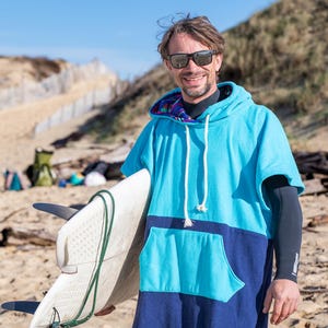 Pakal Ethnic Turquoise & Navy Bicolor Beach Poncho – Blue Tribal