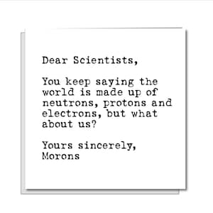 Carte d'étudiant drôle, carte d'anniversaire, carte de professeur, carte toutes occasions, carte vierge générale - Science Scientists Morons Fun humoristique amusant