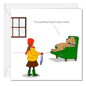 Lustige Geburtstagskarte für Hundebesitzer für Papa Mama Freund Familie Arbeit von zu Hause aus humorvoll niedlicher frecher Labrador Retriever Spaniel