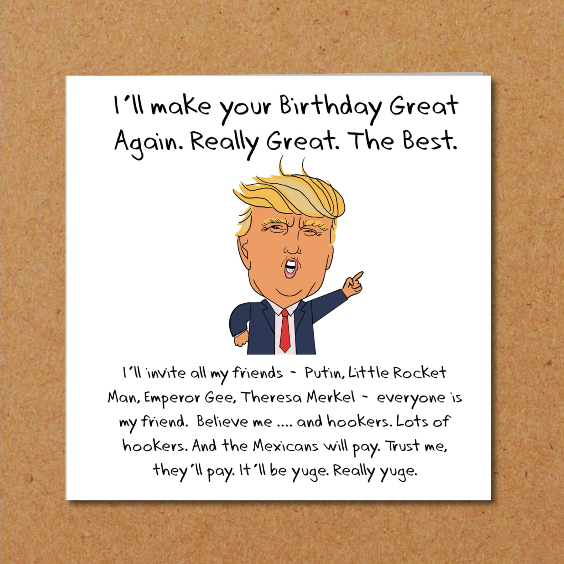 Donald Trump Birthday Card Make America Great Again Theme Etsy