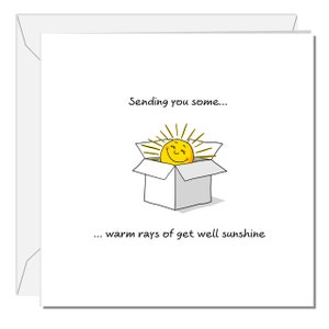 Cute Get Well Soon Card Feel Better Speedy Recovery Sunshine Thoughtful Ill Sick Recover image 1