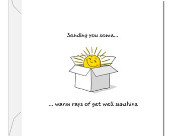 Cute Get Well Soon Card Feel Better Speedy Recovery Sunshine Thoughtful Ill Sick Recover