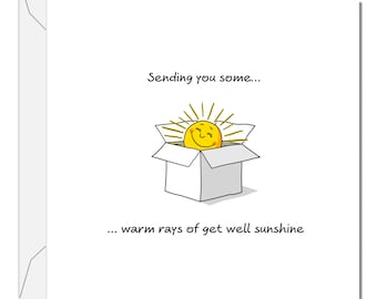 Cute Get Well Soon Card Feel Better Speedy Recovery Sunshine Thoughtful Ill Sick Recover