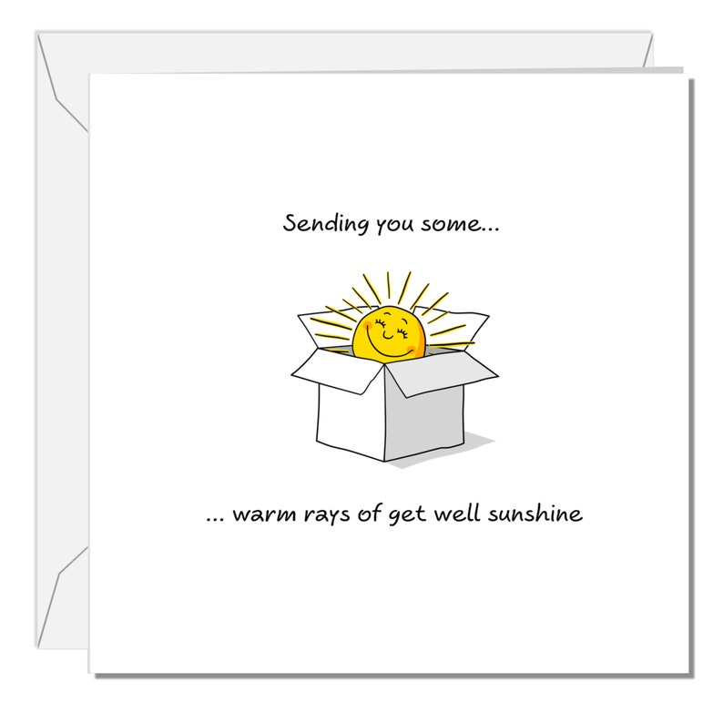 Cute Get Well Soon Card Feel Better Speedy Recovery Sunshine Thoughtful Ill Sick Recover image 1