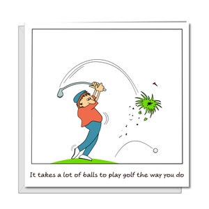 Lustige Geburtstags-/Vatertagskarte für Papa - Golf spielen - Lustiger Humorvoller Amüsanter Cartoon - Humor Sport