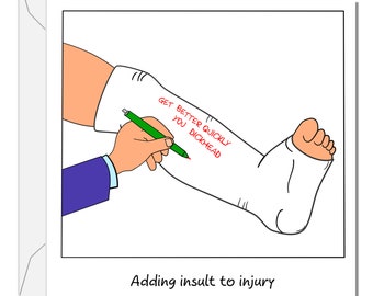 Carte SWIZZOO drôle de jambe cassée Carte de rétablissement - Casting pour fracture du LCA, tibia, cheville, os