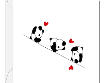 Niedliche Valentinstag Karte Geburtstag Karte Mann Frau Freund Freundin Romantischer Panda Bär Hals über Kopf Liebe SWIZZOO