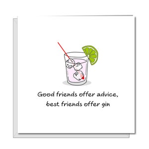 Carte d'anniversaire drôle - Gin and Tonic - Meilleurs amis, petite amie, meilleure amie, BFF - esprits vodka party fun