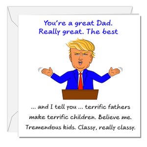 Donald Trump Vatertags Karte - Lustig, humorvoll und amüsant Trump Cartoon - Für Papa Papa