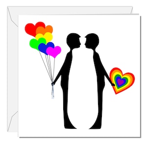 LGBT Same Sex Gay Valentinstag oder Verlobungskarte - gleichgeschlechtliche Partner Liebeskarte - Lustige freche männliche Männer handgezeichnet