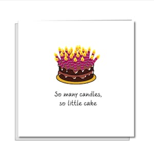 Carte d'anniversaire amusante avec gâteau et bougies – Papa maman ami de la famille – Drôle humoristique vieillir 40e 50e 60e bougies