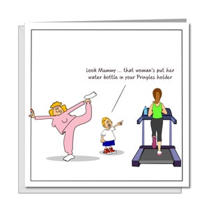 Carte d'anniversaire amusante - Gym Pilates Yoga Fitness - Maman maman petite amie femme ou petite amie - Carte de fête des mères. Drôle, humoristique et amusant