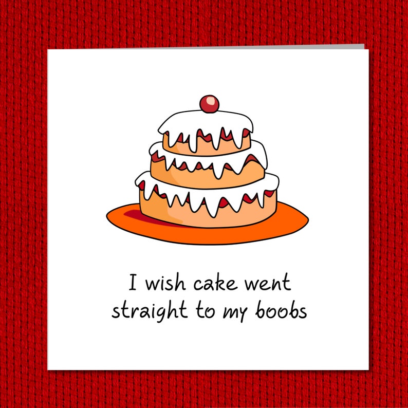 Naughty BIRTHDAY CAKE Card Girl Female Friend Funny Humorous Etsy UK