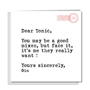 GIN CARD, Geburtstagskarte, Freundschaftskarte, Freundschaftskarte. Gin Tonic. Trinkkarte. Passt zu jeder Gelegenheit. Witzig, humorvoll und lustig. Handarbeit.