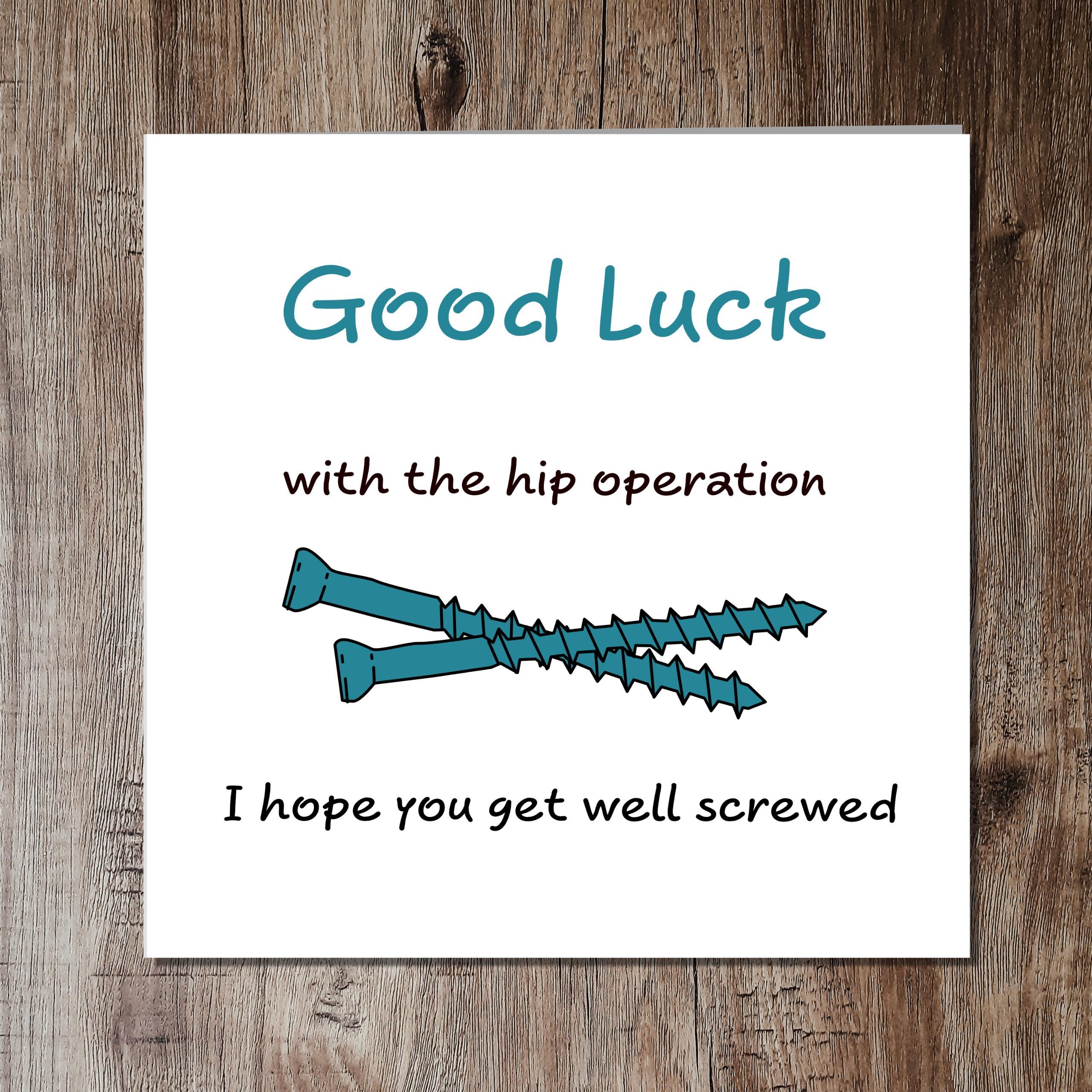 Tarjeta De Felicitación Divertida Para Operación De Cadera - Diseño Artesanal, Incluye Sobre, Ideal Para Recuperación