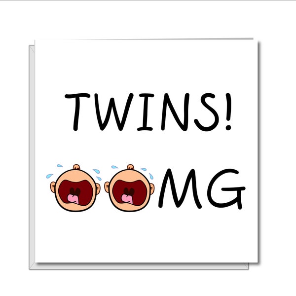 Congratulations on TWINS baby card - Funny Twins card - OMG Twins - amusing humorous humour baby