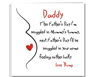 Father's Day Card for new Dad/ partner from bump / unborn baby from Mom Mum Mummy hand drawn happy daddy papa