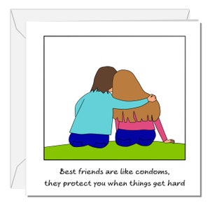 Meilleurs amis/carte d'anniversaire d'amitié pour femme fille amie Bestie BFF – drôle humoristique amusant – soutien rupture petit ami triste câlin aide