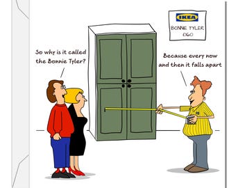 Funny Birthday Card for Husband Dad Wife Mum Any Friend Humour Ikea Furniture Cartoon