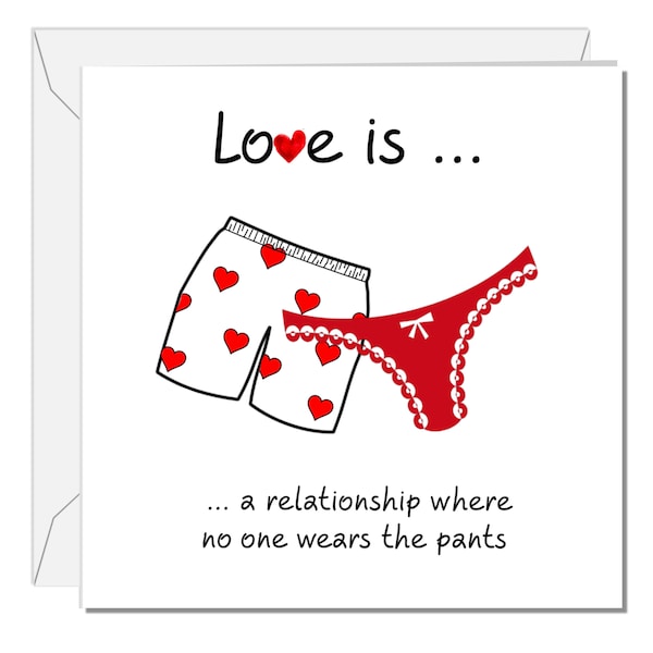 Funny Love Birthday, Valentines Day or Anniversary CARD for boyfriend, husband wife girlfriend. Adult rude naughty crude knickers pants