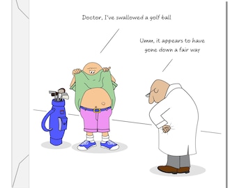Funny Golf Birthday Card or Father's Day Card - Male Dad Golf Ball - Humorous Sports Joke
