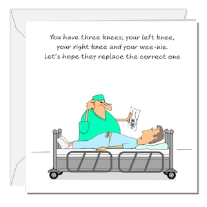 Carte drôle de chirurgie de remplacement du genou Carte de rétablissement de l'opération Bon rétablissement Félicitations pour lui Récupération humoristique Homme Papa Fils Swizzoo