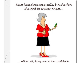 Funny Mum Birthday Card: Nuisance Calls Humor