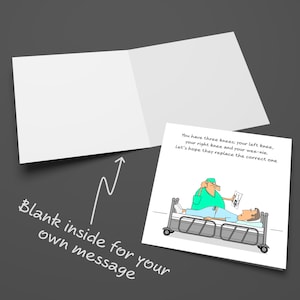 Funny Knee Replacement Card: Get Well Soon, Operation Recovery image 3