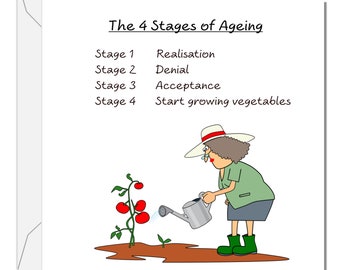Funny Gardening Birthday Card: Ageing Vegetable Gardener