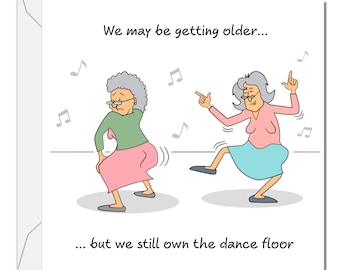 Carte d'anniversaire amusante pour petite amie 50 60 70 Humour danse soirée dansante boire du prosecco