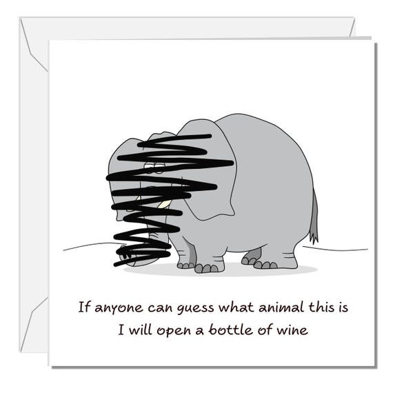 Funny Wine Lover Birthday Card: Elephant Humor
