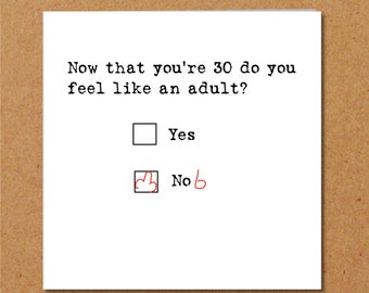 Funny 30th Birthday Card - Congratulations 30 Happy Birthday - Amusing Humorous Rude Cheeky - thirtieth thirty