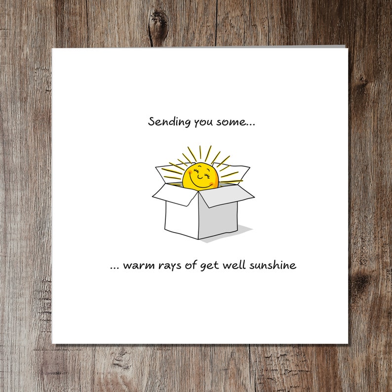 Cute Get Well Soon Card Feel Better Speedy Recovery Sunshine Thoughtful Ill Sick Recover image 3