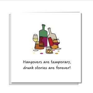 HANGOVER Geburtstag, Danke, Freundschaft oder Grußkarte - Passt zu jedem Anlass - Lustiger humorvoller Spaß - Wein trinken betrunken Party Gin