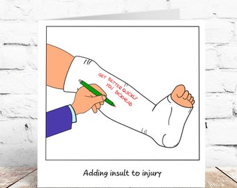 SWIZZOO Funny Broken Leg Card Get Well Soon Card - Shin Foot SWIZZOO Funny Broken Leg Card Get Well Soon Card - Shin Foot