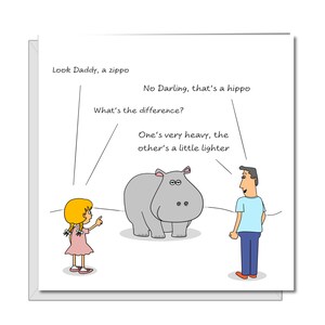 Carte d'anniversaire drôle - Hippo Joke - Idéal pour papa/père, mari, amis - Citation humoristique mignonne - Toute occasion
