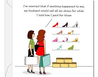 Funny Birthday Card for wife, Husband or Family with Shoe Collection Humorous Shopping Fashion Joke