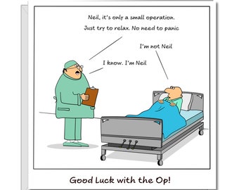 Grappige kaart voor heup- / knieoperatie / operatiekaart - beterschapskaart - snel herstel, gefeliciteerd - ziekenhuis humoristisch / humor